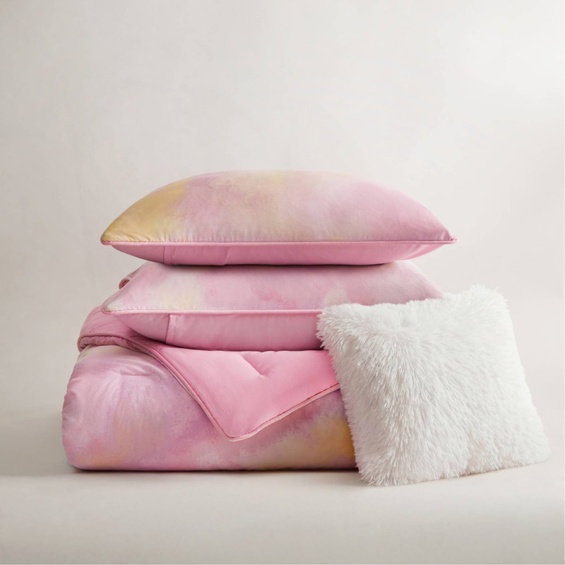 Ensemble d'édredon 4 pièces 4 pièces, King Comforter + 3 Additional Pieces, Pink