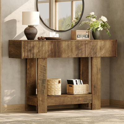 47.2" Farmhouse Hadriel Fluted Entryway Table Bwith Storage by Millwood Pines