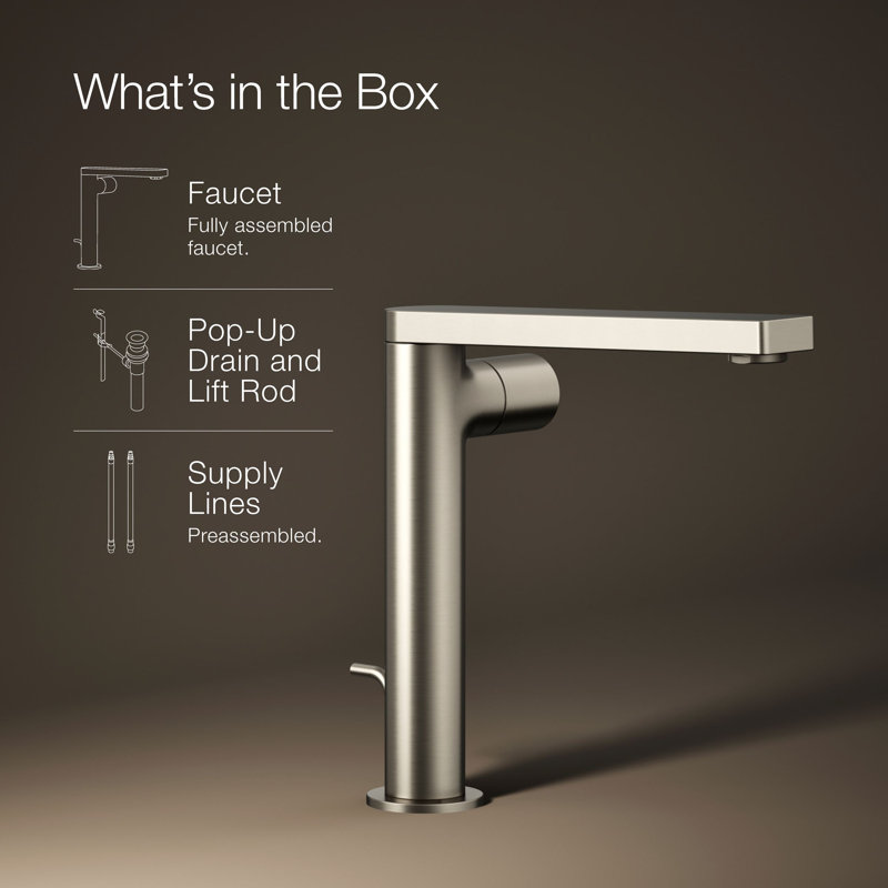 Single-Handle Bathroom Faucet with Drain Assembly, Brushed Nickel