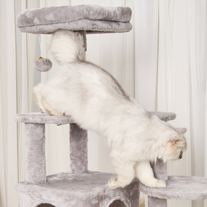 Tour à chat 60,6 po avec poteau à griffer en sisal gris foncé VEVOR, Gris clair