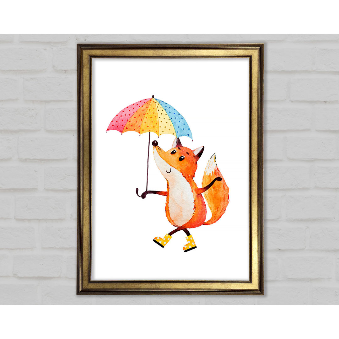 Gerahmtes Leinwandbild Foxy In The Rain