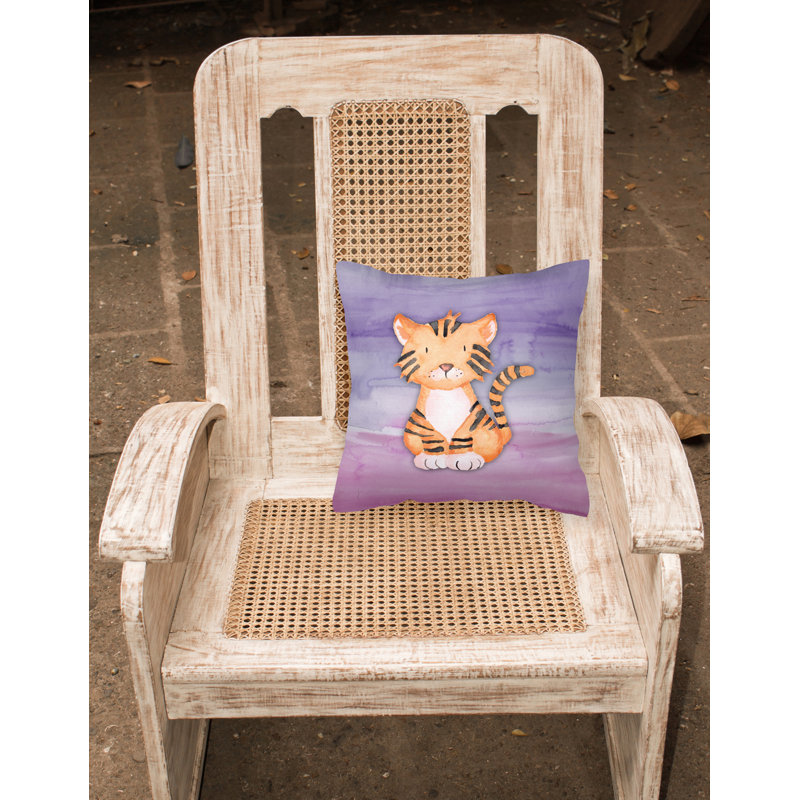 Coussin intérieur/extérieur en aquarelle tiger cub, 18 po x 18 po