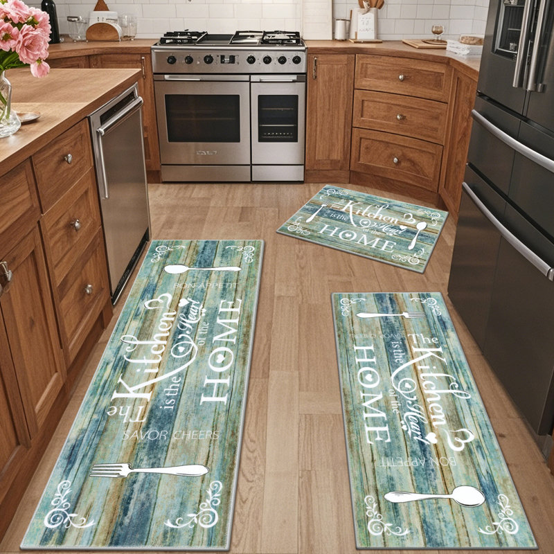 Machine Washable Non-Slip Kitchen Mat, Green