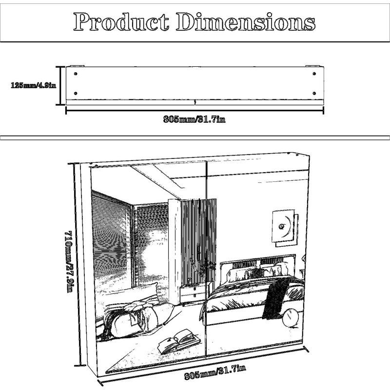 Pharmacie avec miroir pour salle de bain, fixation murale 32 po x 28 po, encastré ou en surface, cadre en aluminium, tablettes réglables, argent