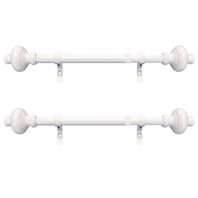 Tringle à rideaux simple réglable en métal Iraida Elver, 12 po - l 20 po, Blanc