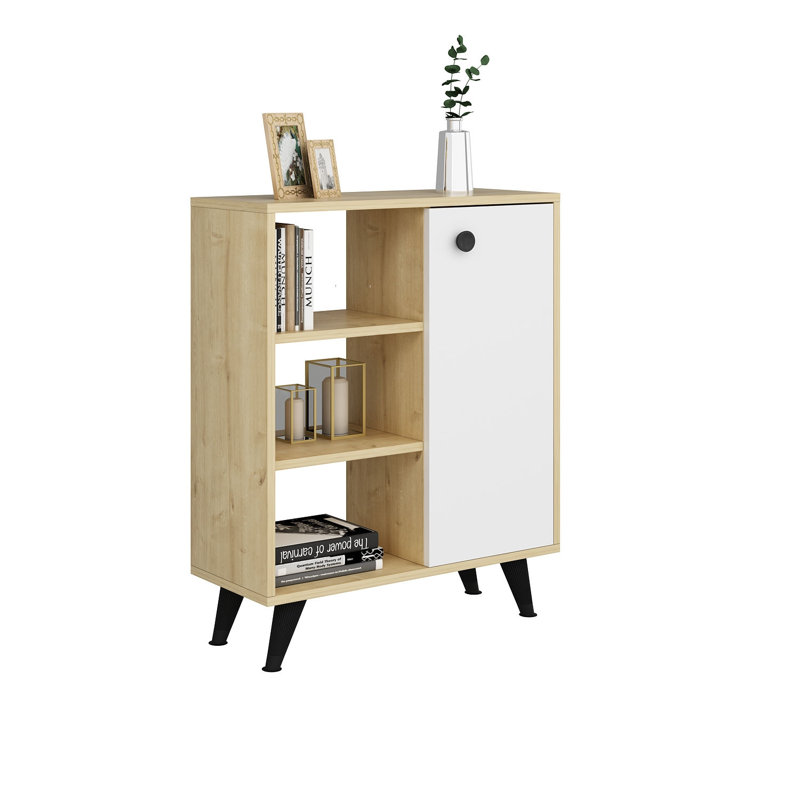 Wickett 90.6 cm H x 72 cm W Standard Bookcase, Brown/White