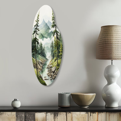 Gwendell Green Pine Tree Eternal Guardians I - Tree Pine Curved Shape Irregular Metal Wall Decor