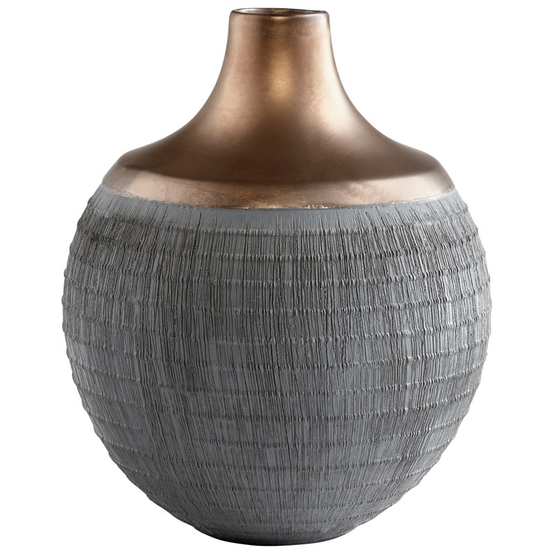 Vase de table en céramique gris anthracite/bronze bronze Aaria, H 10 pi x l 8 po x P 8 po