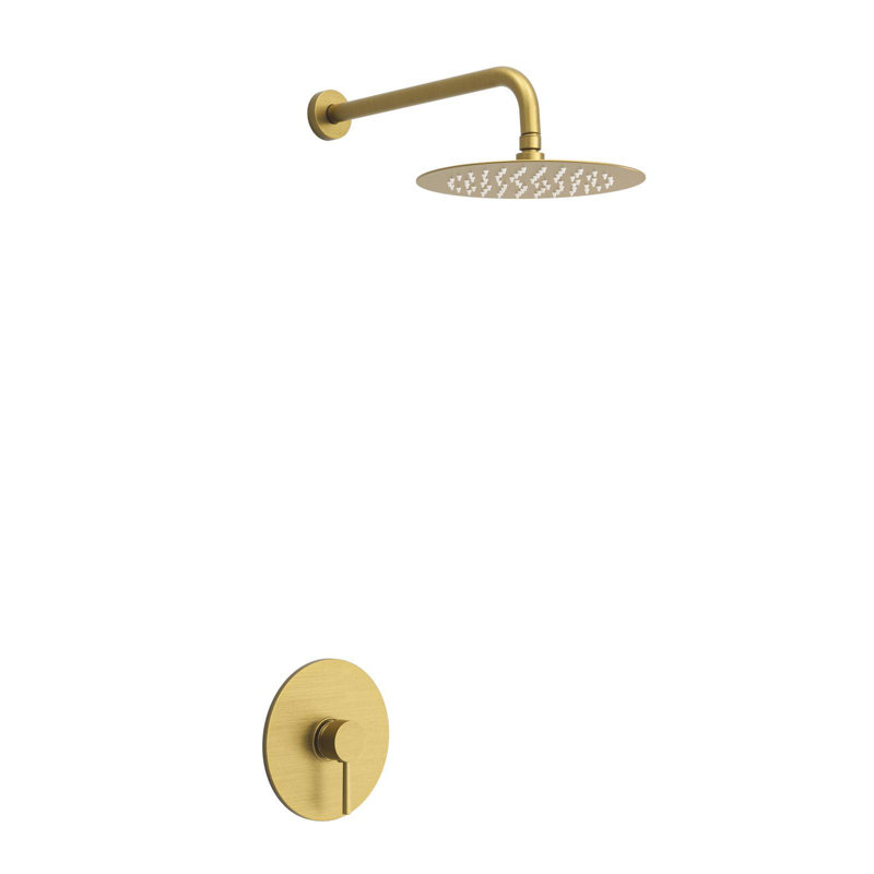Pressure Balance Shower Faucet with 10-Inch Rain Single-Function Shower Head, 1.75 GPM in Brushed Gold  (Valve Included)