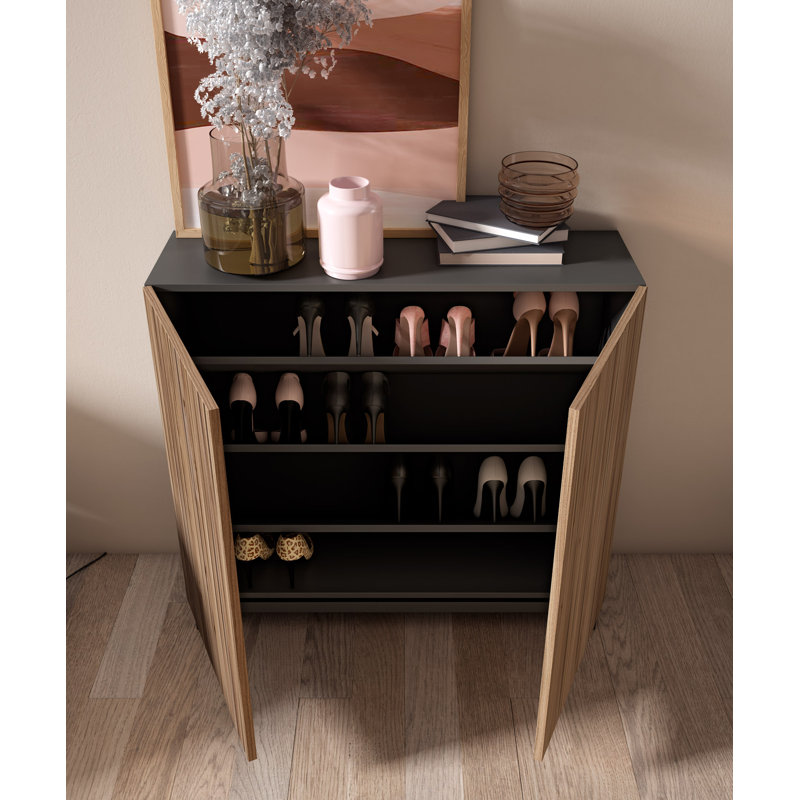 Copenhague 15 Pair Shoe Storage Cabinet, Brown/Black
