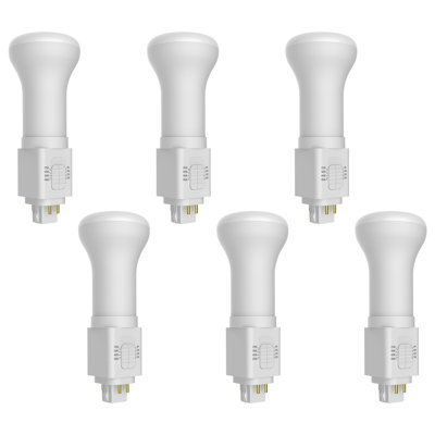 Luxrite Universal Vertical Quad Style G24Q 4-Pin LED Bulb, Type A+B, 4CCT, 8W/10W/12W/15W, Up to 1800LM, Ballast Compatible or Bypass 120-277V 6 Pack