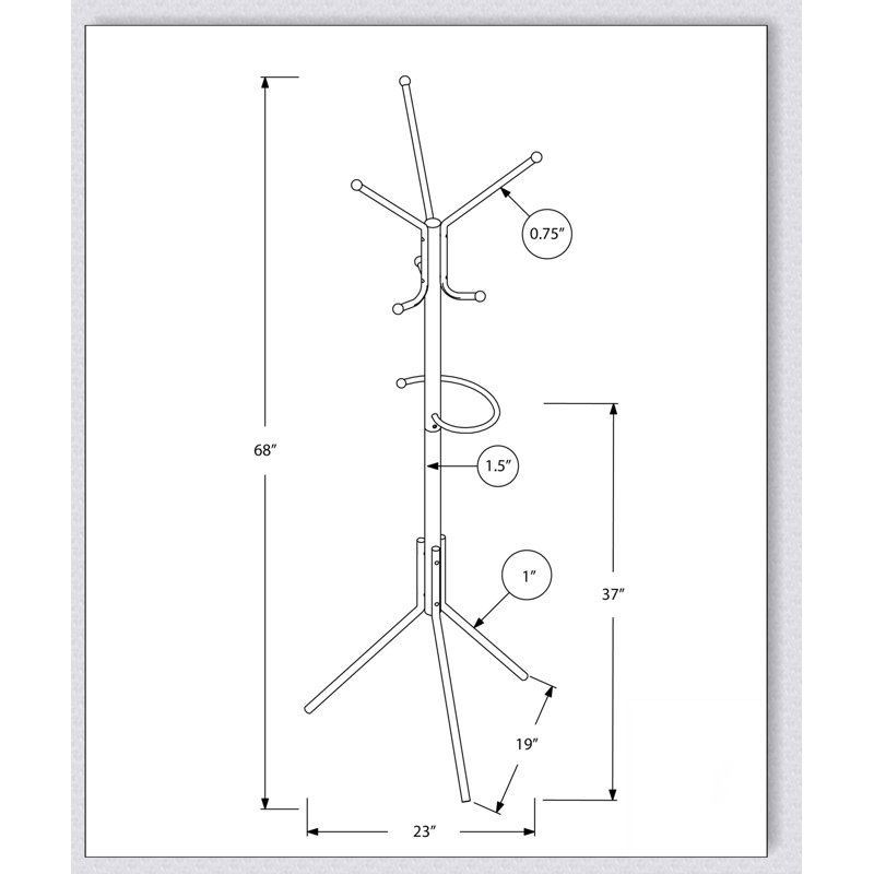 Contemporary Metal Coat Rack with 6 Hooks, Hall Tree, Free Standing, Perfect for Entryway and Bedroom Organization, Gray