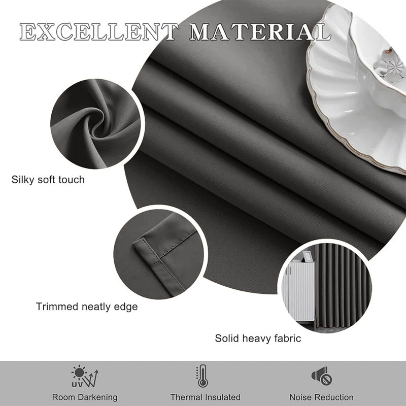 Premium Blackout Eyelet Curtain Panels - Thermal Insulated, Noise Reducing Grommet Room Darkening Window Curtains for Bedroom and Living Room