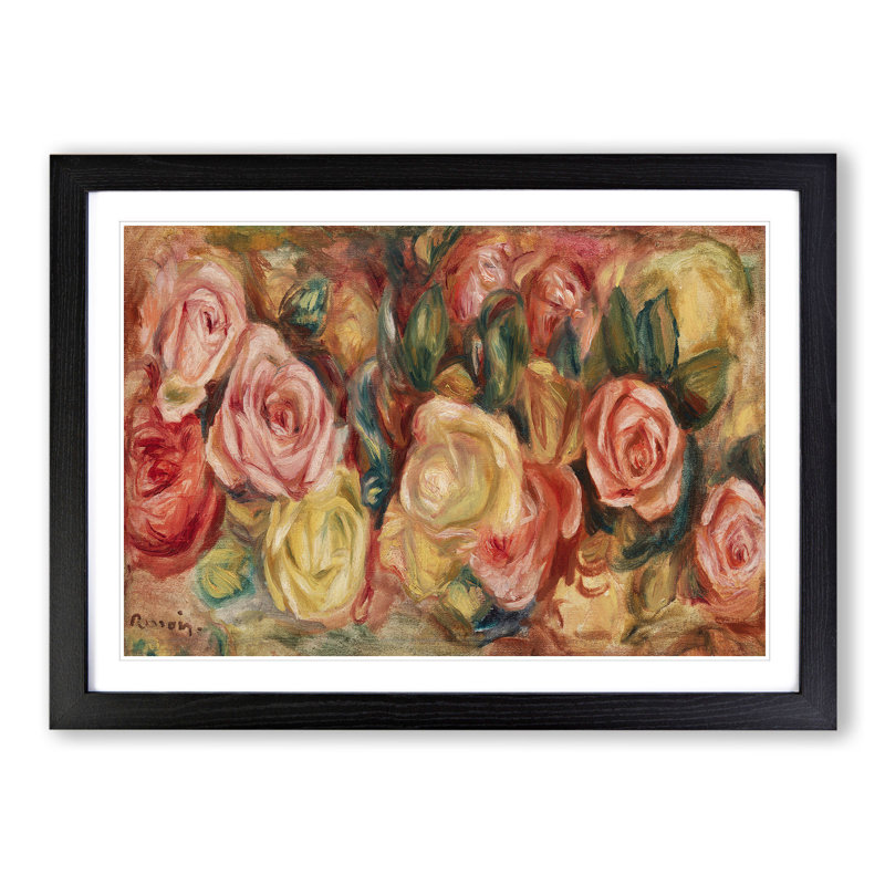 Roses - Picture Frame Graphic Art, 65cm H x 90cm W x 2cm D, Black Framed