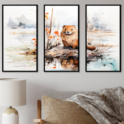 Watercolor Stream Beaver Serenity I - Beaver, art mural