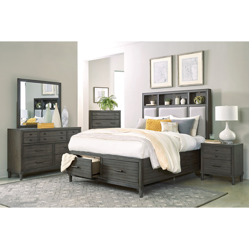 Commode 1 pièce à 5 tiroirs gris