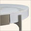 Table basse ronde moderne avec tiroirs et pieds en métal blanc