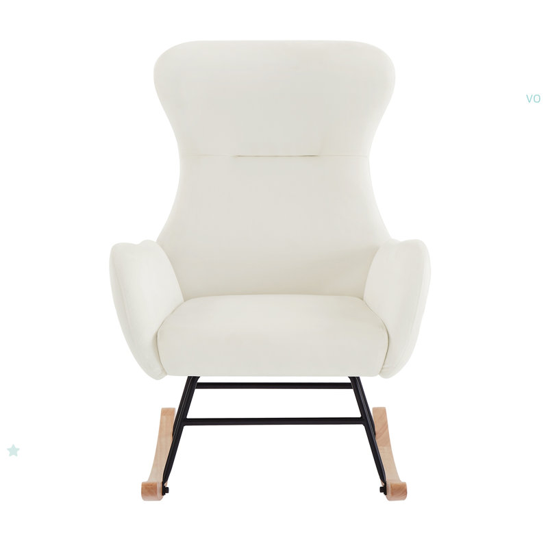 Chaise berçante en tissu, Crème / blanc