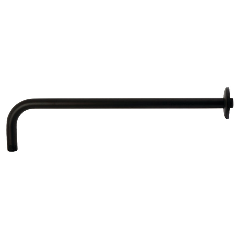 Kingston Brass Claremont 17-Inch J-Shaped Rain Drop Shower Arm with Round Flange, Matte Black