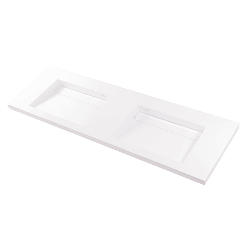 Libera 56'' L Bathroom Sink, Matte White, 0 Hole