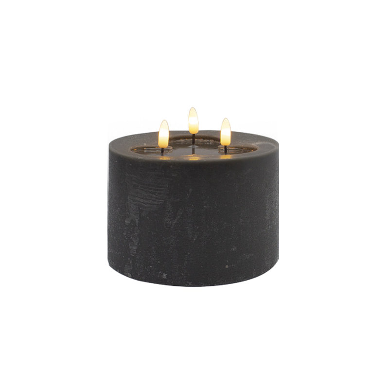 Petite bougie sans flamme 3 mèches, Noir, noir, noir, noir
