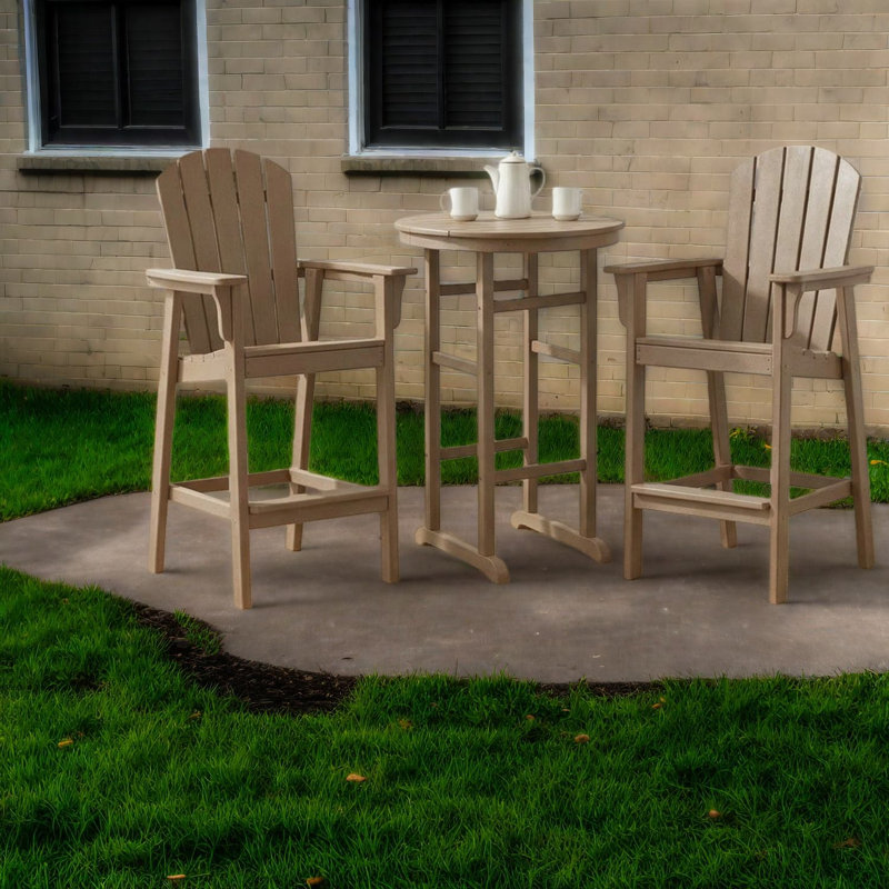 Ensemble de salle à manger de patio durable en Hdpe 3 pièces, charme rustique pour balcon et bord de piscine