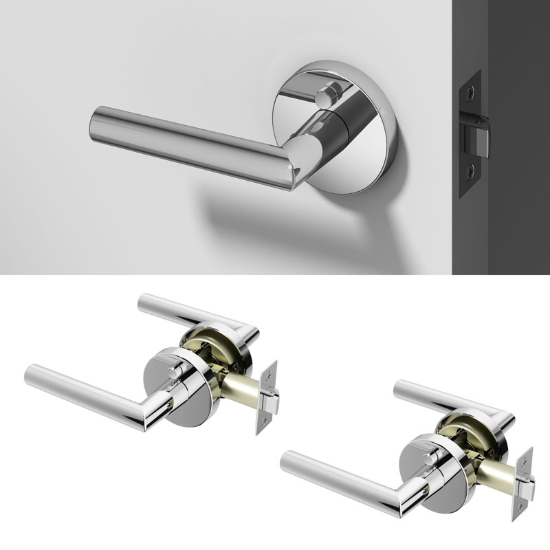 Stark Privacy Door Lever Modern Concealed Design For (Bed & Bath) – Sleek Minimalist Style in Chrome, Chrome