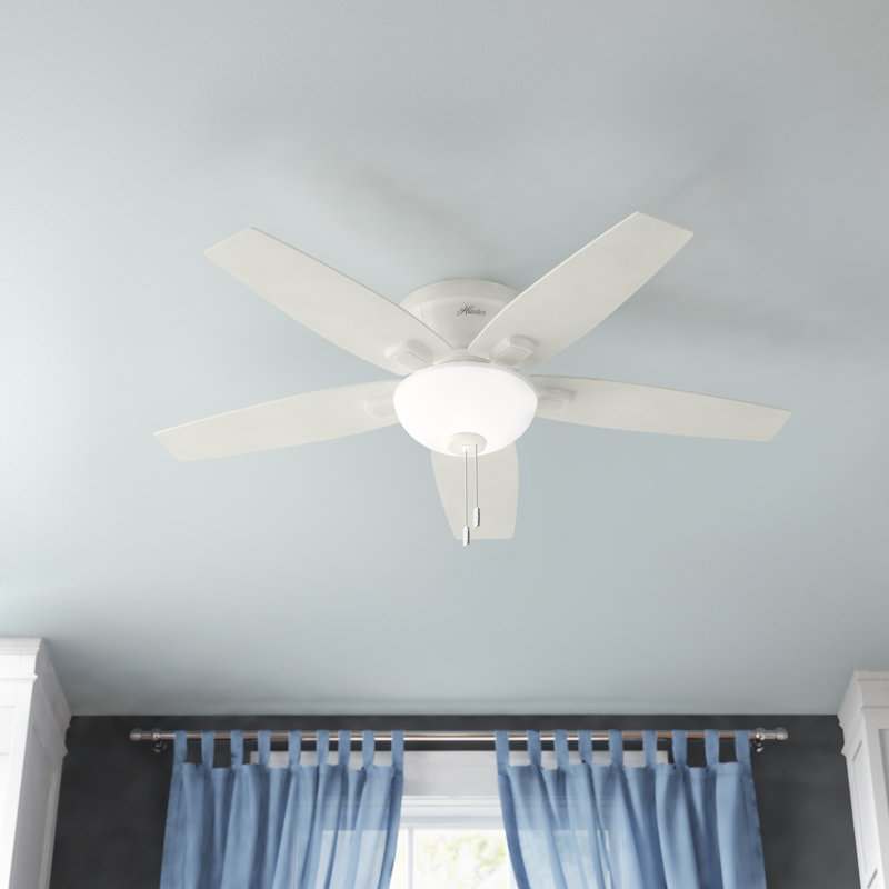 52'' Fresh White Low Profile Ceiling Fan with LED Light