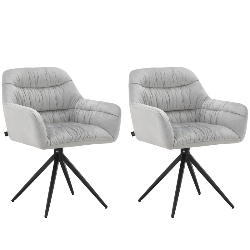 Carmel 47cm H Velvet Upholstered Metal Armchair, Light Grey