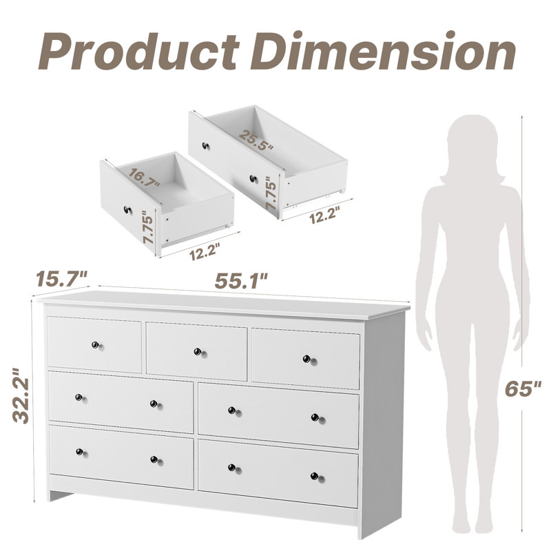 Marizela 55'' W 7 - Drawer Dresser