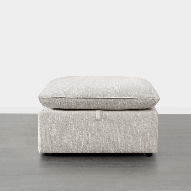 Greylan Upholstered Ottoman, Light Gray Polyester