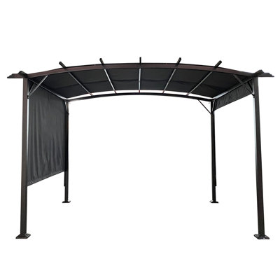 Outdoor Pergola Gazebo - 12 X 9 Ft, Steel Frame With Retractable Canopy For Bbqs 12X9 Ft Shade Backyard Activities