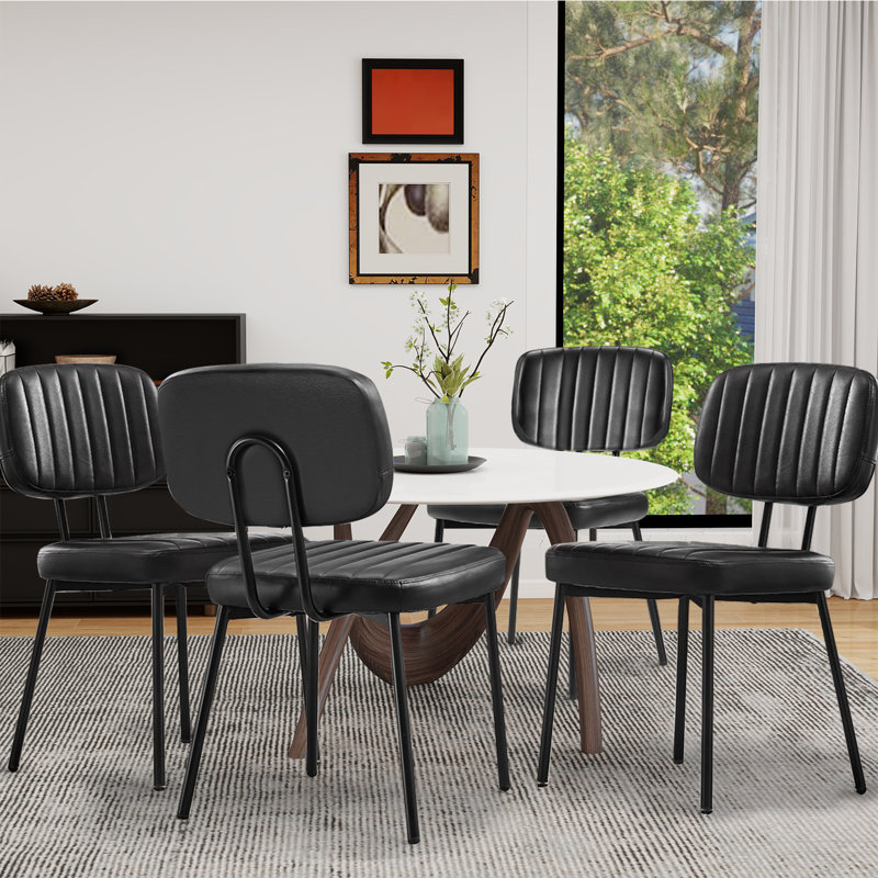 Dining Chairs, Upholstered Mid Century Modern Kitchen Dining Room Accent Chairs, Noir, 2