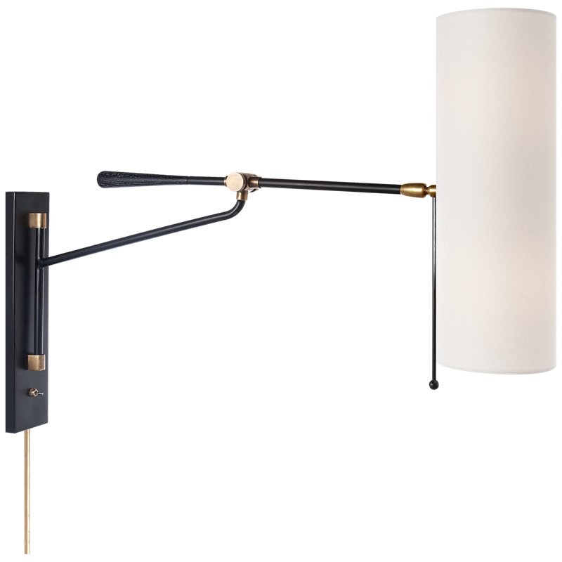 AERIN Frankfort Articulating Wall Light, Black/Brass