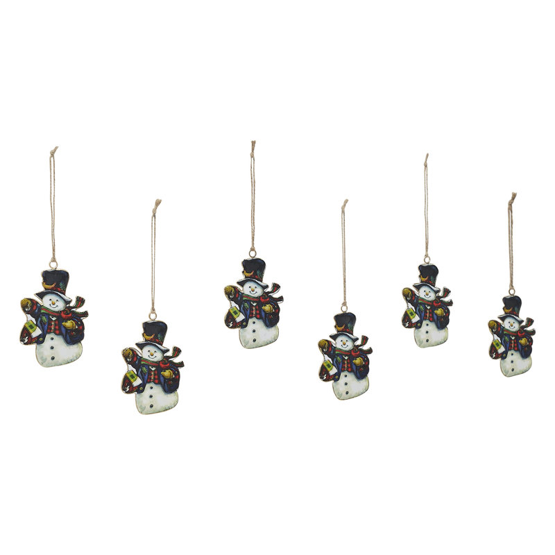 Ensemble d'ornement en métal Nature's Snowman de 6 - 4,5 pouces