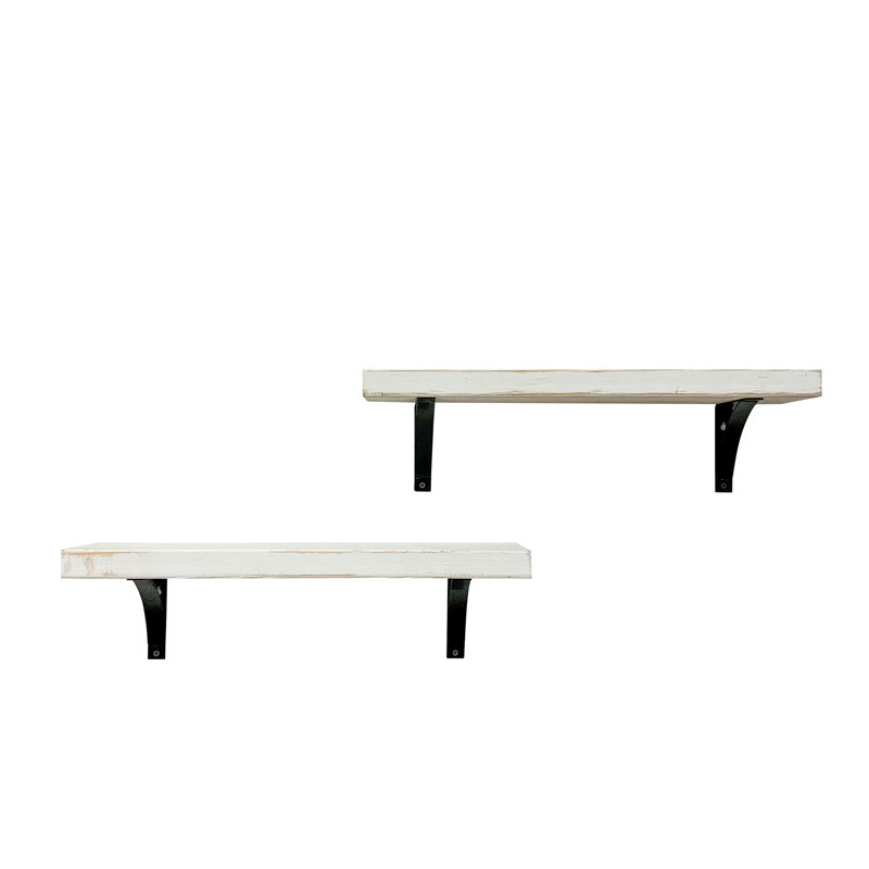 2 Piece Pine Accent Shelf, 7" H x 24" W x 5.5" D, Walnut
