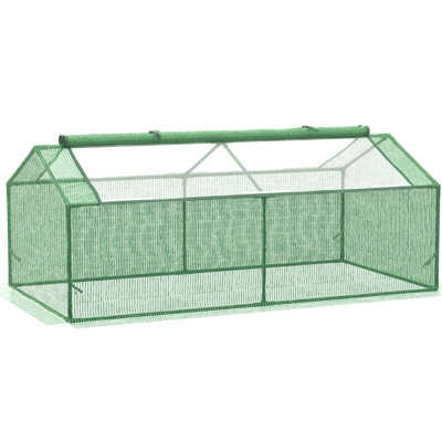 Mini serre d'extérieur avec couvercle en PE de 130 g / m² pour les tomates en croissance - taille 71 po x 36 po 28 po, fenêtres à fermeture à glissière, structure en acier, serre chaude pour plantes de fruits portatives, housse, fenêtres à deux niveaux