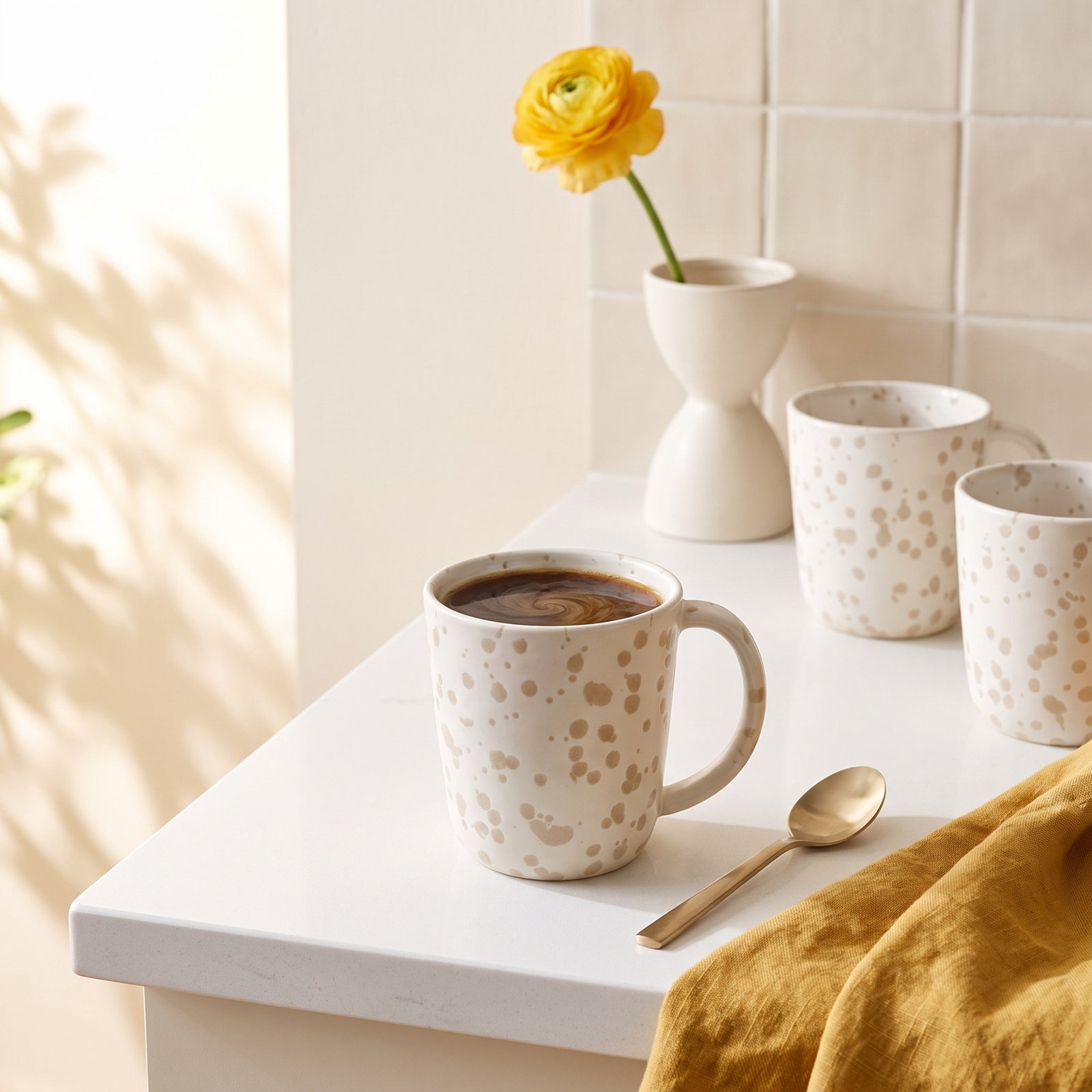 Splatter Ceramic Mug, Beige