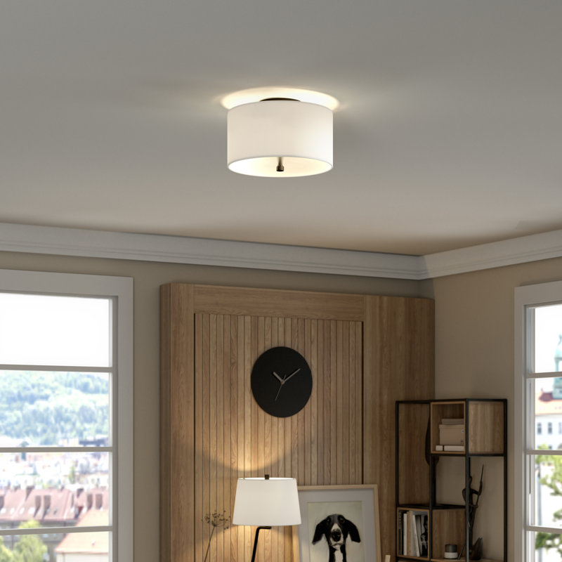 Plafonnier semi-encastré 1 lumière Ellis, H 9,6 po x l 12 po x P 12 po, Noir, noir, noir, noir