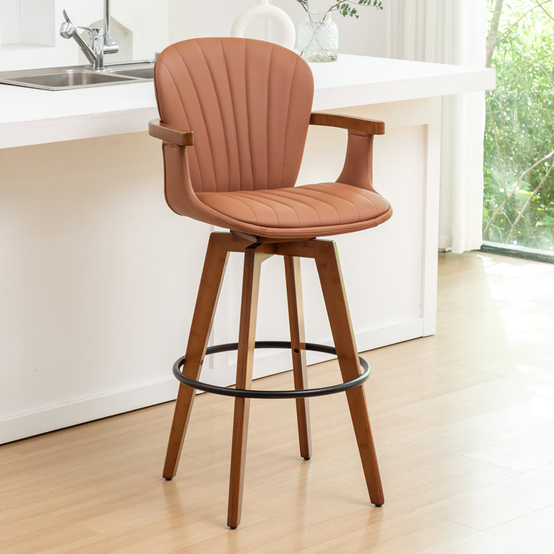 Tabourets pivotants Bartonville, Brun, Tabouret de comptoir (siège d'une hauteur de 26,6