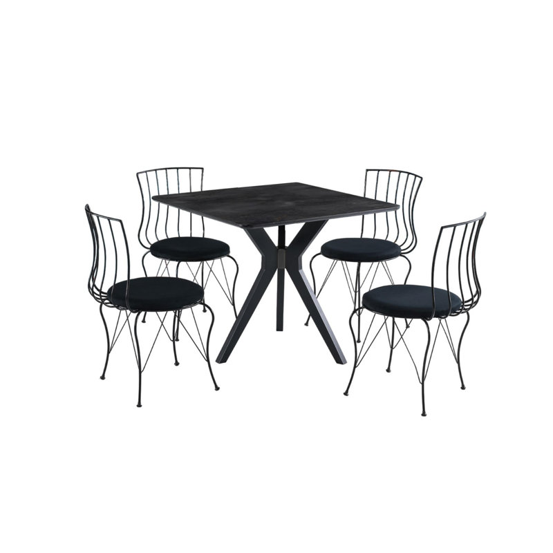 Stylish Black Dining Table, 34.3 x 29.5 x 34.3 inches | 100% MDF with Durable Plastic Legs | Supports Up to 39.7 lbs | Perfect for Modern Dining Rooms & Kitchens, Elegant Design for Everyday Use