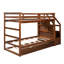 Lit superposé Twintwin en noyer avec lit gigogne de rangement simple fonctionnel et spacieux