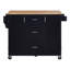 Îlot de cuisine roulant avec rangement, chariot de cuisine avec plateau en bois d'hévéa, 2 tablettes coulissantes et support de rangement interne, îlot de cuisine sur roulettes, îlot de cuisine-1554960102