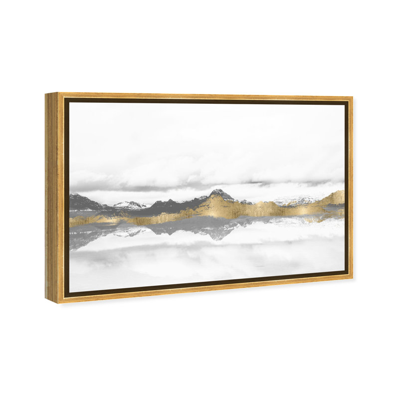 «Abstract Stood Still and Wondered Gold Mountains», reproduction d'art graphique sur toile tendue, Or, H 24 po x l 36 po