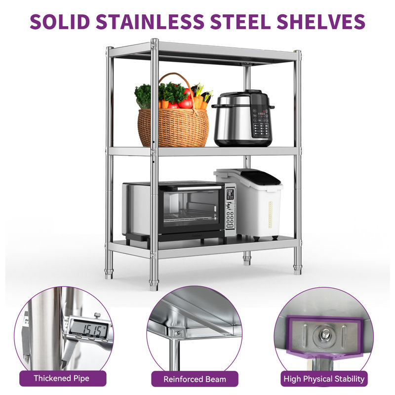 Nazifah 36'' W Stainless Steel Shelving Unit