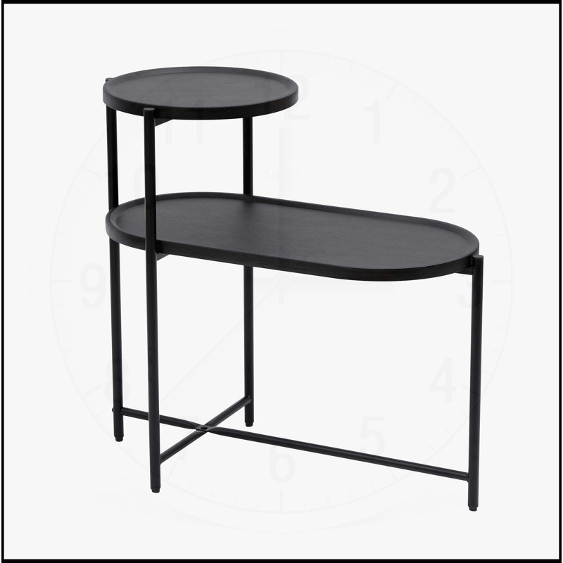 Modern 2-tier Coffee Table with Wood Storage Shelf and Stylish Design, Black