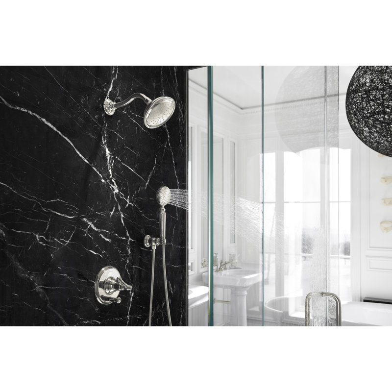 Artifacts Rite-Temp Pressure-Balancing Valve Trim With Push-Button Diverter And Lever Handle, Vibrant Brushed Nickel