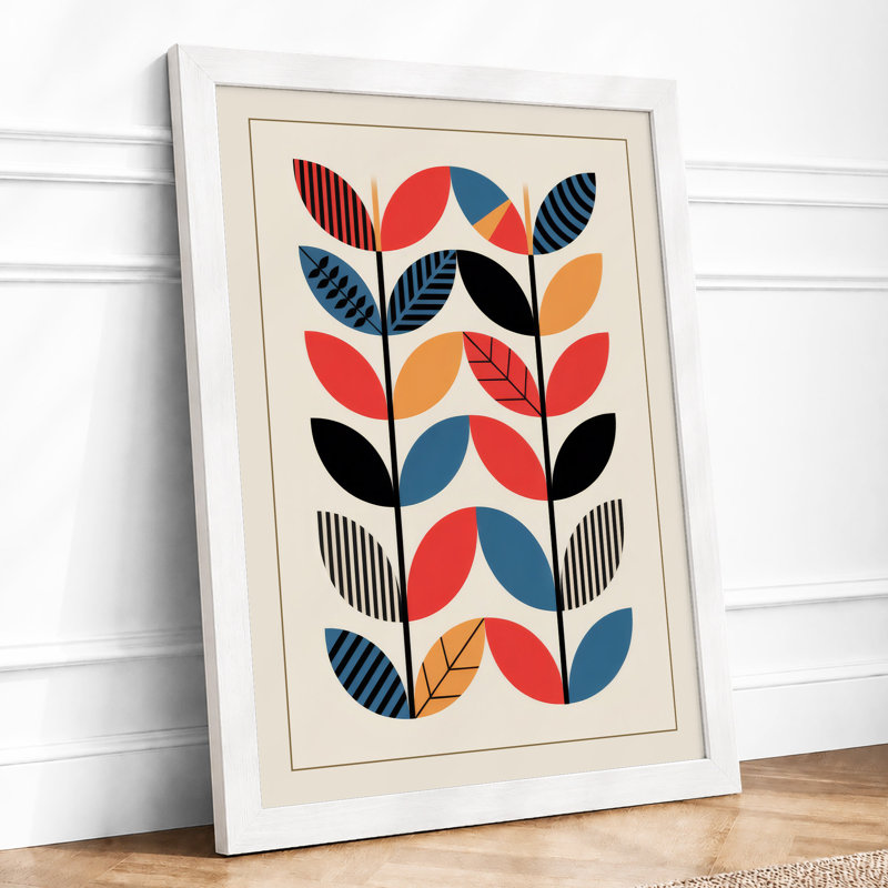 Symmetrical Leaf Forms Scandinavian - Print, A1 - 84.1 x 59.4 cm, White