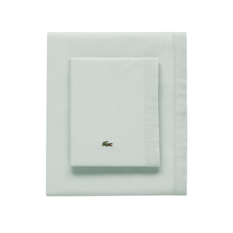 Lacoste Cotton Percale 100% Cotton Pillowcase, King Pillowcase, Iced Mint