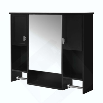 Modern Wall Mounted Bathroom Storage Cabinet, Bathroom Wall Cabinet With Mirror, Medicine Cabinet With Towels Bar